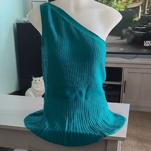 Elegant Teal One-Shoulder Dress